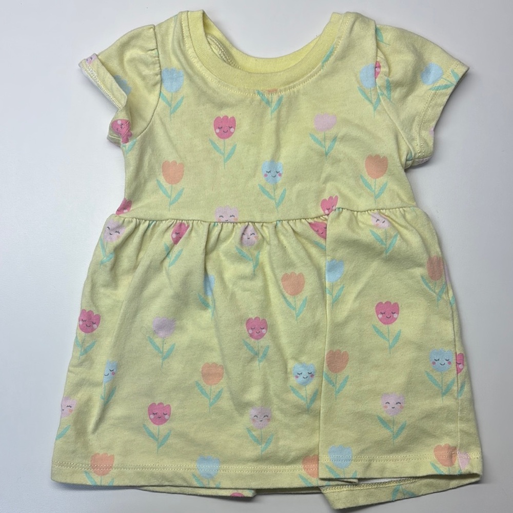 Yellow Floral Baby Dress- 6-9 Month
